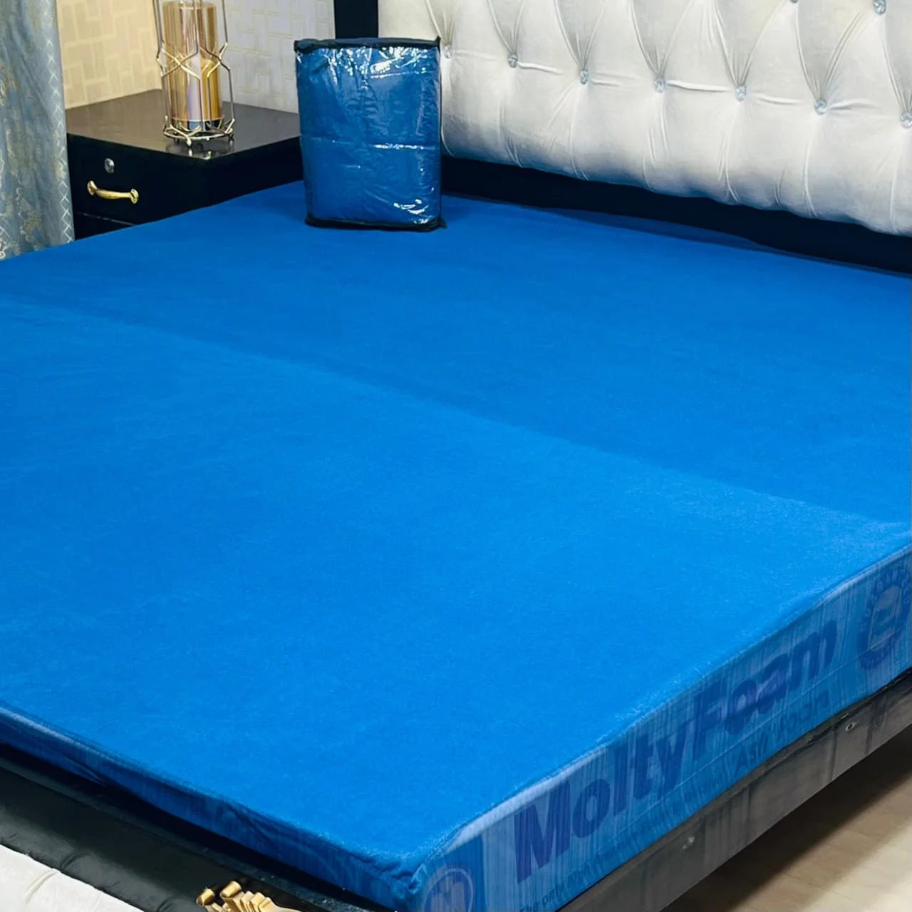 Durable Plain Mattress Cover - Dark Blue