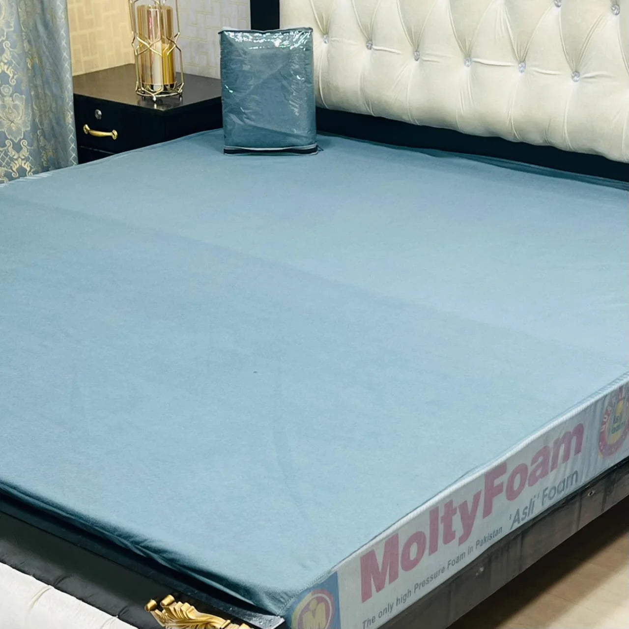 Premium & Durable Plain Mattress Cover - Sky Blue