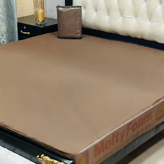 Pure Soft Plain Mattress Cover - Chocolate